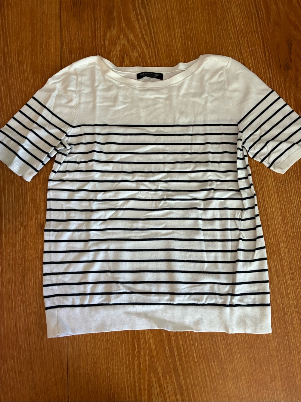 Banana Republic White Top with Black Stripes